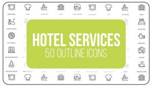 Hotel Services - 50 Thin Line Icons