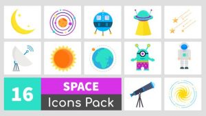 16 Animated Space Icons Pack